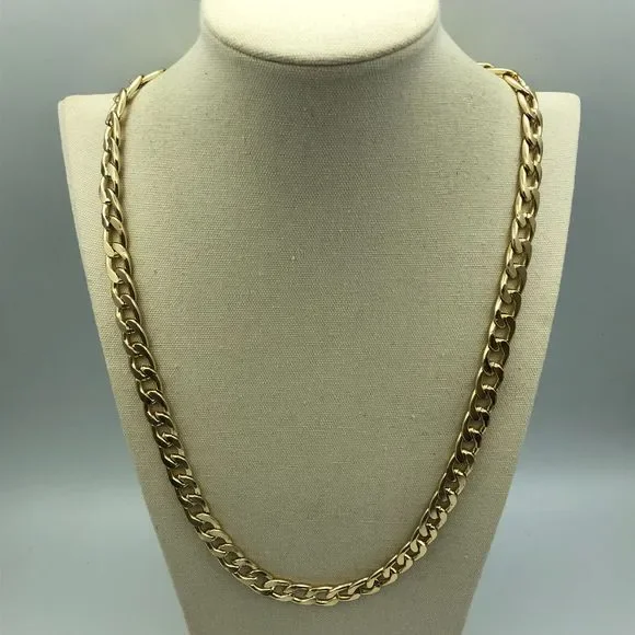 RETRO Gold Tone Curb Link Chain Necklace, Power Dressing Unisex 1980s Style - Picture 11 of 11